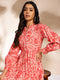 Pink Cotton Floral Fit & Flare Dress